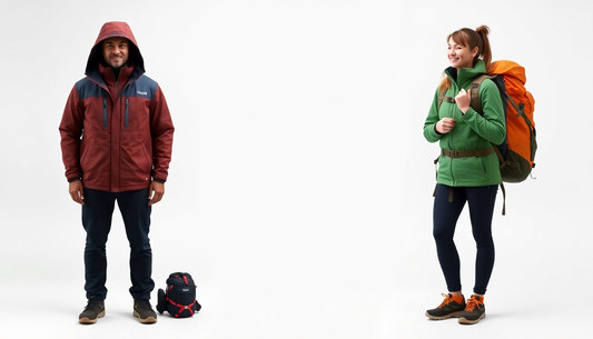 Comparaison de la différence équipement randonnée homme femme avec tenue et accessoires spécifiques pour chaque sexe