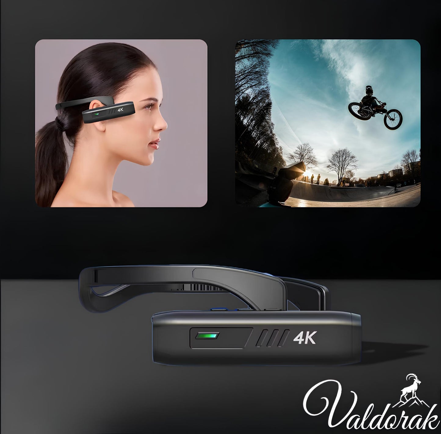 Caméra frontale 4K Valdorak avec un design élégant pour des vidéos haute définition en extérieur