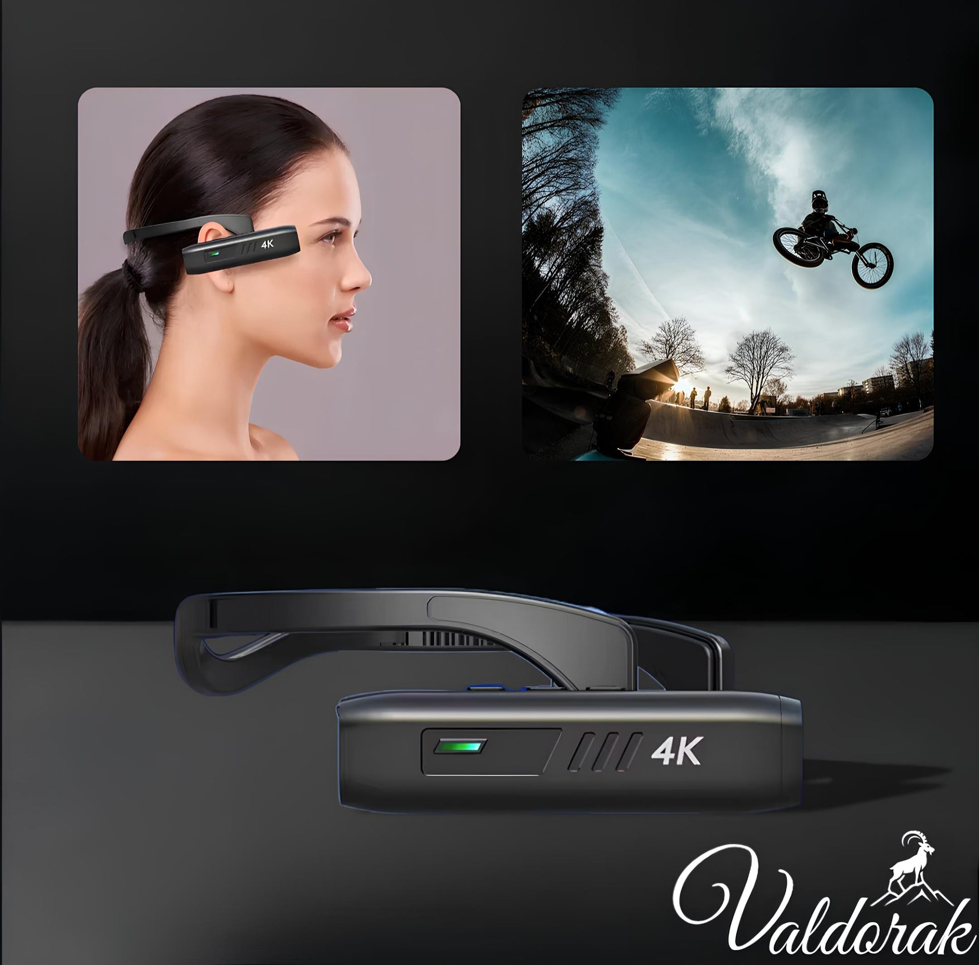 Caméra frontale 4K Valdorak avec un design élégant pour des vidéos haute définition en extérieur