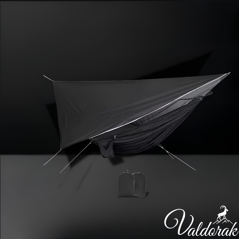 Hamac de survie avec moustiquaire Valdorak noir avec protection contre les insectes pour extérieur